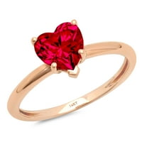 1ct srce rezan crveni simulirani ruby ​​18k ružičasta ruža zlato ugraviranje egraviranja bridalnih godišnjica