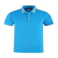 Groanlook Muška majica Dugmas Ljeto vrhovi reverzne majice MENS Atletska bluza Classic Fit Short rukav s nebom plava 2xl