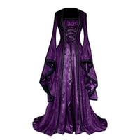 Halloween srednjovjekovna vintage haljina za žene Solid Boja dugih rukava s dugim rukavima na rukavu
