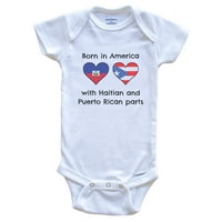 Rođen u Americi sa Haitijskim i Portorikanskim dijelovima smiješni Haiti Portoriko zastava Jedna dječja bodica