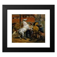 Horace Vernet Crni moderni uokvireni muzej umjetnički print pod nazivom - Početak utrke konja bez jahanja