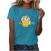 Žene ljeto pivo Print T-majice Casual Basic Crewneck kratki rukav Tee The The Oktoberfest Bluze Slim