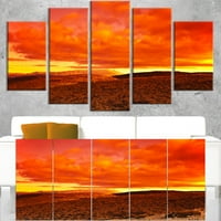 Umjetni dramatični crveni zalazak sunca u pustinji - ekstra veliki zidni umjetnički pejzaž u. Široko