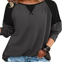 Ženska majica patchwork okrugli vrat Raglan dugih rukava s dugim rukavima labava s uzročnoj bluzi