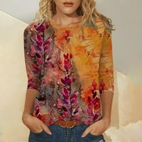 Žene dugih rukava na vrhu ženskog ruka na otvorenom, ležerna rukavica od ispisane majice od ispisanog puloverske duksere vrpce trake gumb bluza za bluzu za bluzu ljeta ušteda pulover