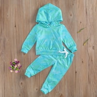 Coduop Toddler Baby Girl Tip Dye TrackSit Top and Hlače DESATSUITits Jogging odijela 1- godina