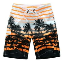 Muški plivanje kratke hlače Ljetna casual ljetna plaža Print Orange XXXXXXL