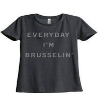 Svakodnevno sam Brusselin ženska modna opuštena majica Tee ugljena siva 2x-velika