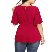 Zlekejiko čvor kratka košulja plus bluza od šljokice od kablove ženskih rukava plus veličine