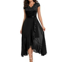 Elegantne haljine s dugim rukavima za žene Elegantne V izrez Solid Boja nova haljina za zabavu na plaži