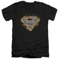 Superman - čelični vatreni štit - Slim Fit V izrez - Srednja