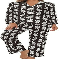Francuski buldog ženski pajamas set padžama dolje za spavanje PJ set loungewear noćno odijelo sa džepom