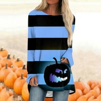 Strungten ženska modna casual majica gradijent Halloween Print s dugim rukavima okrugli vrat srednje