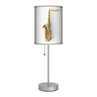 Svjetiljka u A-bo Saksofoni srebrna stolna svjetiljka Početna Dekor Pokloni za glazbeni ljubitelj, glazbeni uredski stol za muškarce, jazz