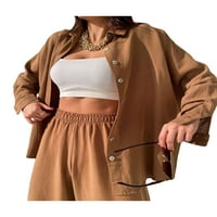 Multitrustne ženske odjeće od solidnih boja, dugi rukav lapeli Jednostruka košulja prsa na vrhu elastične