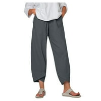 Široke hlače za noge za žene Ljetni modni džepovi u boji harem hlače Ležerne prilike labave hlače sa visokim strukom Pantalon