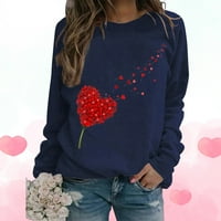 Ženski dnevni tisak O vrat Duks okrugli izrez Fit pulover vrhovi Ležerne košulje s dugim rukavima Labava bluza Valentinovo