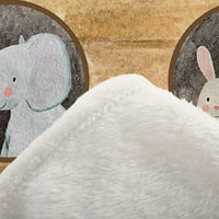 -Dake sa životinjama bacaju pokrivače dječja akvarelna ilustracija simpatičnog Noine kovčeg sa životinjama dekorativna mekana topla udobna flannela za plišanje baca za bebe mačka za dijete