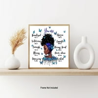 Vintage Motivacijski poster - Retro Inspiration Print - Umrand Wall Art - Poklon za Afro Girl, Prijateljica