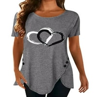 Voguele Žene TEE Heart Ispisane majice TOWS Holiday Majica Bohemian Pulover Grey 3xl
