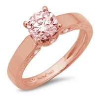 1.06ct okrugli rez ružičasti simulirani dijamant 14k ružičasti ružičasti zlato ugraving Izjava bridalne