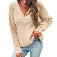 Jesen Zimske plus veličine džemperi za zazor žena, ženski casual soild dugih rukava palup džemper V-izrez