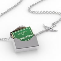 Ogrlica za zaključavanje Green Road Redo dobrodošli u Bremerton u srebrnom kovertu Neonblond