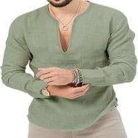 Muški vrhovi Tors Solid Color T majice Dugi rukav Majica Men Casual bluza Odmor Pulover svijetlo zeleno