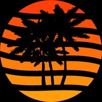 Palm Drveće Grunge zalazak sunca Žene Crni Heather Grafički trkački trkački tenk - Dizajn od strane