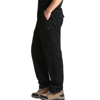 Muške hlače Čvrsto boje ravne noge na sredini visokog struka modni casual multi džepni patentni kopč