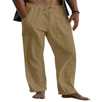 Avamo Men Casual Solid Color Hlače visoke struk ravne hlače za noge elastične struine pantalone
