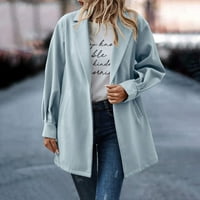 Tawop ženske blazerve i odijele modne žene zimske džepove od solidnih boja casual dugih dugih dugmeta