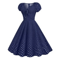 Baccone haljine za žene Žene Party Casual Dots Ispis kratkih rukava 1950-ih Domaćica večernja party
