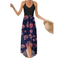 Dyfzdhu ljetne haljine za ženske ležerne casual cvjetne tiskarske plaže Long Maxi Labava haljina