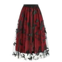 Zunfeo ženske suknje Trendy ljetne modne mrežice Slojevi MIDI suknje Elegantni vintage tiskani suknje