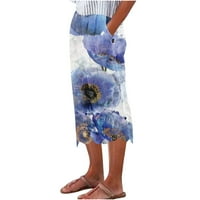 FPQTRO gamaši Capri ženska moda Plus Veličina pod ženskim ljetnim modnim ležerskim džepom za ispis obrezane