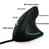 Ubei ergonomski miš Zaštita ručnih zglobova Optički ožičeni vertikalni miš podesivi DPI USB ožičeni