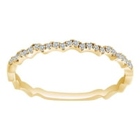 Carat Cut okrugli bijeli prirodni dijamantski obnovljeni prsten za slaganje u 10K čvrsti žuto-žuto-zvono-8,5