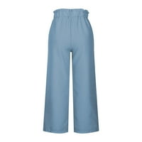 Svijetlo plava novo proljeće i ljetne ženske kaznene pantalone za široku nogu Elegantne pantalone Duge