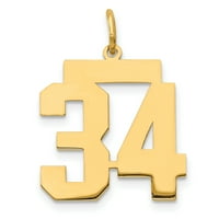 Carat u Karatsu 14K žuto zlato srednje polirani broj Privjesak šarm sa 14k žutom zlatnom laganom užad ogrlicu 20 ''