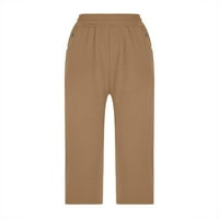 Capri hlače za žene obrezane široke pantalone na širokim nogama Side Elastična struka baggy Capris Ljetni