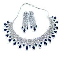 Husna modna nakita američka dijamantska kraljevska plava ogrlica sa naušnicama za žene i djevojke