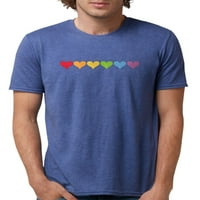 Cafepress - Rainbow Hearts Muška deluxe majica - Muška majica Tri-Blend