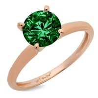 0,5ct okrugli rez zeleni simulirani smaragd 18K ruža Gold Goldivers Angažovane prstene veličine 6,75