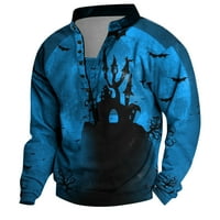 Bazyrey muški jakne veliki i visoki vanjski vintage V-izrez Dugi rukav modni sportovi majica Blue XL