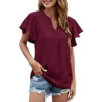 Majice za žene Casual Boho Solid V-izrez Top Labavi majica kratkih rukava Summer Majica Tee Majica Top Bluze