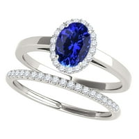 Mauli dragulji za angažman prstenje za žene 0. Carat tanzanite i dijamantski mladenki set 4-prong 10k