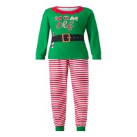 Hirigin roditelj-dječji božićne noći, božićne pisma s dugim rukavima Striped Print Tops pantalone odijelo