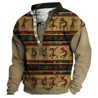 Bazyrey New Arrivali Muški jaknu V-izrez Džemper 3D digitalni tisak postolje za ovratnik Vintage ovratnik