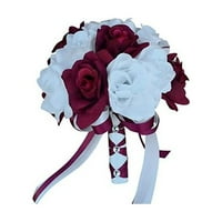 9 Vjenčani buket - Burgendy i Bijele ruže s raspoređivanjem zaljubljenih čvorova